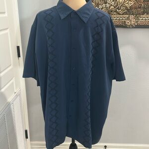 Cafe Luna Short Sleeve Navy Button‎ Down Casual Shirt. Size 2XL